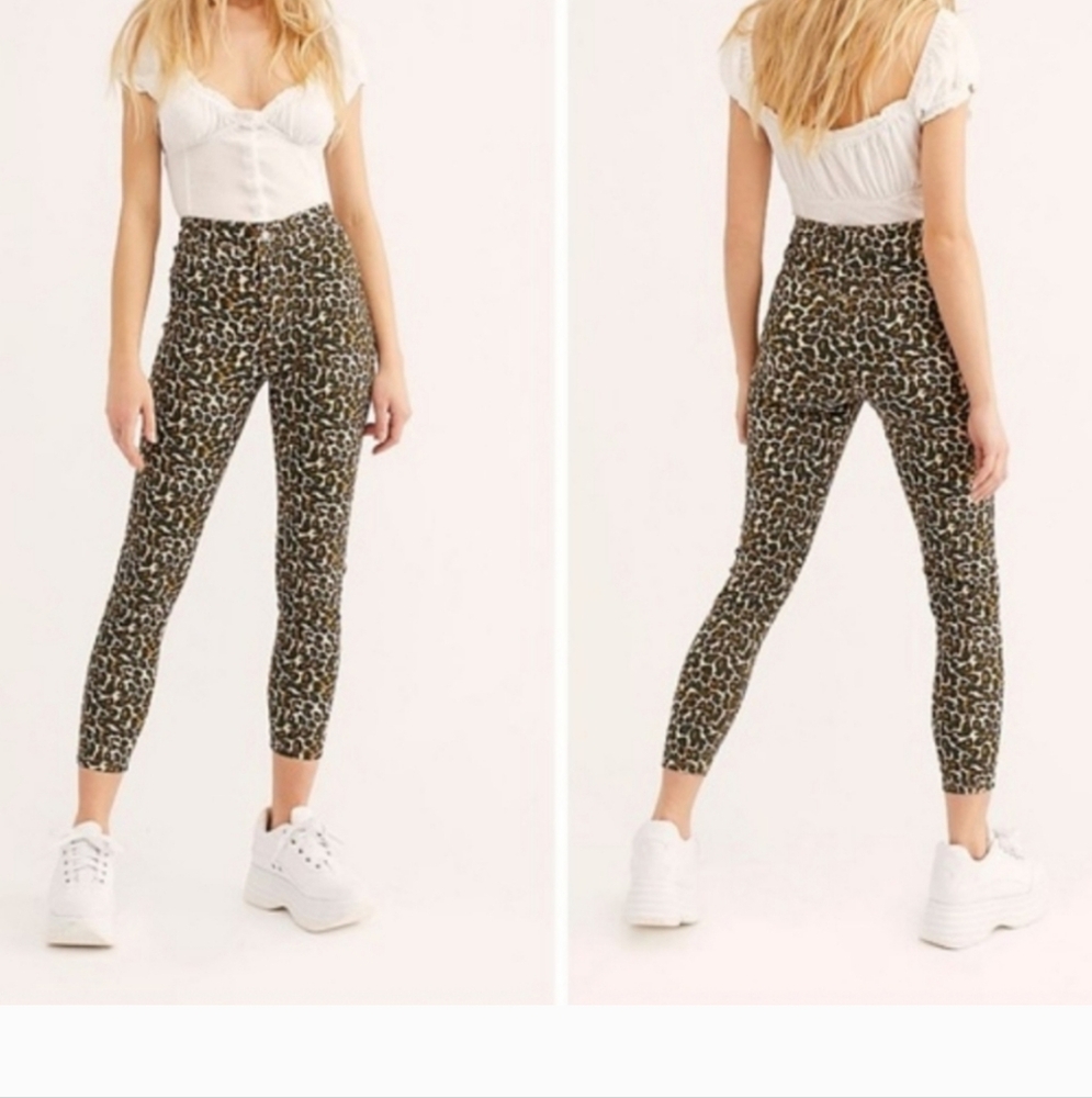 Free people leopard print skinny jeans